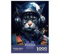 Jigsaw for Teenagers 1000 Pieces Jet Pilot Cat with Goggles Adult Jigsaw Puzzle Toy Wall Decor Improve Memory Christmas Birthday Gifts 38x26cm/1000pcs