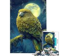 Jigsaw for Teenagers 1000 Pieces Kea Parrot Under Moonlight Challenging To Complete A Work of Art Educational Toy Suitable for People Aged 14 And Above (38x26cm)