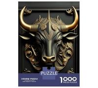 Jigsaw for Teenagers 1000 Pieces King Bull Golden Art Deco Jigsaw for Adults Hands-on Game Precision Cutting Fun Activities at Home 38x26cm/1000pcs