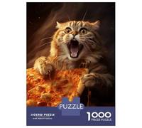 Jigsaw for Teenagers 1000 Pieces Kitten Pizza Jigsaw for Adults Relaxing Games Birthday Present Christmas Birthday Gifts 70x50cm/1000pcs