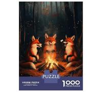 Jigsaw for Teenagers 1000 Pieces Laughing Foxes At Campfire Adult Puzzles Toy Wall Decor Precision Cutting Unique Birthday And Xmas Gifts 70x50cm/1000pcs