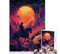 Jigsaw for Teenagers 1000 Pieces Lone Rider Surreal Landscape Enjoy Group Family Leisure Time Ideal Christmas Festive Present (50x75cm)