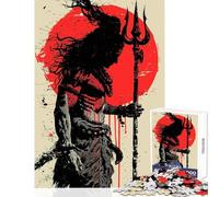 Jigsaw for Teenagers 1000 Pieces Lord Shiva Illustration with Trident Jigsaw Puzzle 1000 Brain Teaser Game Gifts For Birthdays Wall Decoration (50x75cm)