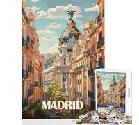 Jigsaw for Teenagers 1000 Pieces Madrid Cityscape Jigsaw Puzzles 1000 Brain Teaser Game Secret Santa Gifts Family Activities (50x75cm)