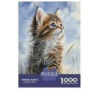 Jigsaw for Teenagers 1000 Pieces Maine Coon Kitten in Grass Puzzles for Adults Toy Wall Decor Analysis And Logic Christmas Birthday Gifts 70x50cm/1000pcs