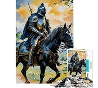 Jigsaw for Teenagers 1000 Pieces Medieval Knight on Horseback Help The Brain Exercise Home Decoration Impossible Game for Age 14+ Game (38x26cm)