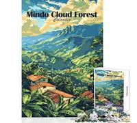 Jigsaw for Teenagers 1000 Pieces Mindo Cloud Forest Colombia Illustration Family Game Tough Challenge Toy Wall Decor Artists Collection, Fine Art (38X26CM)