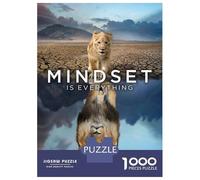 Jigsaw for Teenagers 1000 Pieces Mindset Is Everything Lion Jigsaw for Adults Hands-on Game Precision Cutting Fun Activities at Home 70x50cm/1000pcs