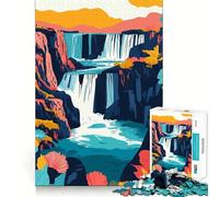 Jigsaw for Teenagers 1000 Pieces Minimalist Waterfall Landscape Tight Fit Play Brain Teasing Play Leisure Fun Time Christmas Art Gift (50x75cm)