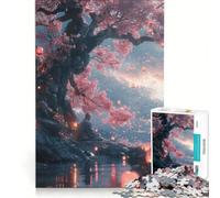 Jigsaw for Teenagers 1000 Pieces Monk Under Cherry Blossoms Hands-on Game Fun Activities at Home with Matching Poster And Trivia Sheet 38x26cm