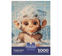 Jigsaw for Teenagers 1000 Pieces Monkey Bath Time Fun Adult Jigsaw Puzzle Toy Wall Decor Improve Memory Christmas Birthday Gifts 38x26cm/1000pcs