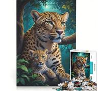 Jigsaw for Teenagers 1000 Pieces Moonlit Majesty Leopard Hands-on Game Fun Activities at Home with Matching Poster And Trivia Sheet 50x75cm