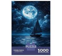 Jigsaw for Teenagers 1000 Pieces Moonlit Sail Voyage -6 Adult Jigsaw Puzzle Relaxing Games Improve Memory Challenging Game Gifts 52x38cm/1000pcs