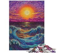 Jigsaw for Teenagers 1000 Pieces Mosaic Sunset Waves Hands-on Game Pattern Assembly Educational Toy Artists Collection, Fine Art Size 38x52cm
