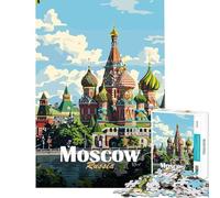 Jigsaw for Teenagers 1000 Pieces Moscow Red Square Illustration Help The Brain Exercise Home Decoration Impossible Game for Age 14+ Game (38x52cm)