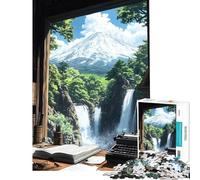 Jigsaw for Teenagers 1000 Pieces Mountain View Writing Desk Japanese Landscape Puzzle for Adults Anti-Stress Toys Difficult Hard Christmas Birthday Gifts (Size 38x26cm)