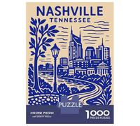 Jigsaw for Teenagers 1000 Pieces Nashville Tennessee Skyline Art Jigsaw for Adults Relaxing Games Birthday Present Christmas Birthday Gifts 52x38cm/1000pcs