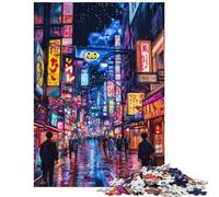 Jigsaw for Teenagers 1000 Pieces Neon Night Alley Hands-on Game Pattern Assembly Educational Toy Artists Collection, Fine Art Size 38x52cm