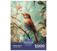 Jigsaw for Teenagers 1000 Pieces Nightingale Bird on Branch with Flowers Puzzle for Adults Relaxing Games Birthday Present Fun at Home Activities, 38x26cm/1000pcs