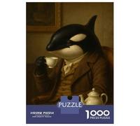 Jigsaw for Teenagers 1000 Pieces Orca Gentleman Drinking Tea Adult Puzzles Family Game Analysis And Logic Unique Birthday And Xmas Gifts 52x38cm/1000pcs