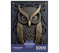 Jigsaw for Teenagers 1000 Pieces Owl Gold Relief Deco Jigsaw for Adults Hands-on Game Precision Cutting Fun Activities at Home 38x26cm/1000pcs