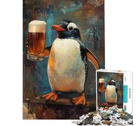 Jigsaw for Teenagers 1000 Pieces Penguin's Beer Moment Jigsaw for Teenagers Pattern Assembly Every Piece Is Unique Unique Birthday And Gifts (Size 50x75cm)