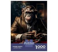 Jigsaw for Teenagers 1000 Pieces Pristine Primate Poker Adult Jigsaw Puzzle Relaxing Games Difficult Challenge Christmas Birthday Gifts 52x38cm/1000pcs