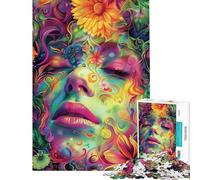 Jigsaw for Teenagers 1000 Pieces Psychedelic Floral Woman Jigsaw for Teenagers Pattern Assembly Every Piece Is Unique Unique Birthday And Gifts (Size 38x26cm)