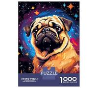 Jigsaw for Teenagers 1000 Pieces Pug in Space Pixel Art Puzzles for Adults Toy Wall Decor Analysis And Logic Christmas Birthday Gifts 52x38cm/1000pcs