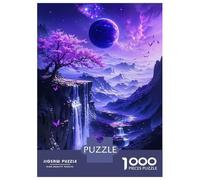 Jigsaw for Teenagers 1000 Pieces Purple Cherry Blossom Fantasy Jigsaw for Adults Hands-on Game Precision Cutting Fun Activities at Home 38x26cm/1000pcs