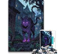 Jigsaw for Teenagers 1000 Pieces Purple Lynx in The Night Toys Educational Games Difficult Challenge Birthday Gift (38x26cm)