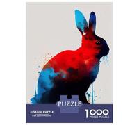 Jigsaw for Teenagers 1000 Pieces Rabbit Blue Red Puzzles for Adults Toy Wall Decor Analysis And Logic Christmas Birthday Gifts 52x38cm/1000pcs