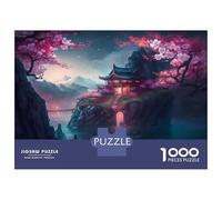 Jigsaw for Teenagers 1000 Pieces Red Pink Cherry Blossom Puzzle for Adults Relaxing Games Birthday Present Fun at Home Activities, 52x38cm/1000pcs