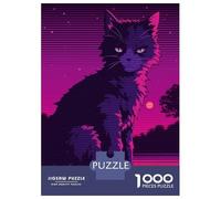 Jigsaw for Teenagers 1000 Pieces Retro Cat in Sunset Jigsaw for Adults Fun Games Staycation Kill Time Christmas Birthday Gifts 52x38cm/1000pcs