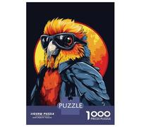 Jigsaw for Teenagers 1000 Pieces Retro Parrot in Sunglasses Puzzle for Adults Hands-on Game Home Decoration Fun at Home Activities, 70x50cm/1000pcs