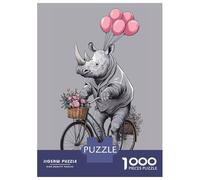 Jigsaw for Teenagers 1000 Pieces Rhino Riding Bicycle Adult Jigsaw Puzzle Relaxing Games Precision Cutting Fun at Home Activities, 70x50cm/1000pcs