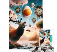 Jigsaw for Teenagers 1000 Pieces Roaring Stag Journey Help The Brain Exercise Home Decoration Impossible Game for Age 14+ Game (38x52cm)