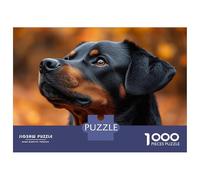 Jigsaw for Teenagers 1000 Pieces Rottweiler Portrait with Autumn Background Jigsaw for Adults Fun Games Staycation Kill Time Christmas Birthday Gifts 70x50cm/1000pcs