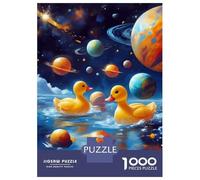 Jigsaw for Teenagers 1000 Pieces Rubber Ducks on Space Jigsaw for Adults Hands-on Game Precision Cutting Fun Activities at Home 52x38cm/1000pcs