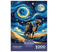Jigsaw for Teenagers 1000 Pieces Sahara Desert Camel Night Art Jigsaw for Adults Relaxing Games Birthday Present Christmas Birthday Gifts 70x50cm/1000pcs