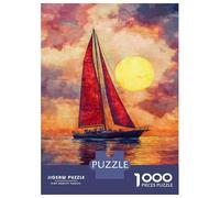 Jigsaw for Teenagers 1000 Pieces Sailing Sunset Glow Adult Puzzles Toy Wall Decor Precision Cutting Unique Birthday And Xmas Gifts 38x26cm/1000pcs