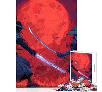 Jigsaw for Teenagers 1000 Pieces Samurai Duel Under A Red Moon Impossible Game Staycation Kill Time Educational Toy Difficult And Challenge (38X52CM)