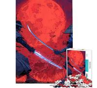 Jigsaw for Teenagers 1000 Pieces Samurai Duel Under A Red Moon Puzzle for Adults Anti-Stress Toys Difficult Hard Christmas Birthday Gifts (Size 50x75cm)
