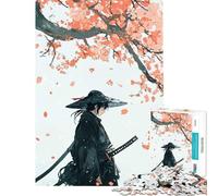 Jigsaw for Teenagers 1000 Pieces Samurai Under Cherry Blossoms Help The Brain Exercise Home Decoration Impossible Game for Age 14+ Game (50x75cm)