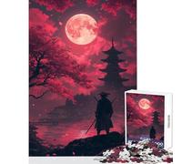 Jigsaw for Teenagers 1000 Pieces Samurai Under The Red Moon Toy Wall Decor Secret Santa Gifts Impossible Game Enhance Love between Couples Size 38x26cm
