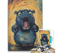 Jigsaw for Teenagers 1000 Pieces Screaming Hippo Painting Toys Educational Games Difficult Challenge Birthday Gift (50x75cm)