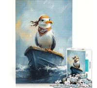 Jigsaw for Teenagers 1000 Pieces Seagull Pirate on A Boat Hands-on Game Fun Activities at Home with Matching Poster And Trivia Sheet 50x75cm