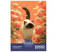 Jigsaw for Teenagers 1000 Pieces Siamese Cat in Rose Garden Jigsaw for Adults Hands-on Game Precision Cutting Fun Activities at Home 70x50cm/1000pcs