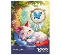 Jigsaw for Teenagers 1000 Pieces Sleeping Kitten with Dreamcatcher Adult Puzzles Toy Wall Decor Precision Cutting Unique Birthday And Xmas Gifts 70x50cm/1000pcs