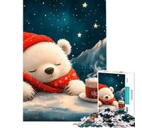 Jigsaw for Teenagers 1000 Pieces Sleeping Polar Bear in Winter Help The Brain Exercise Home Decoration Impossible Game for Age 14+ Game (38x52cm)